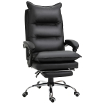 Vinsetto Bürostuhl Ergonomischer Schreibtischstuhl mit Armlehne, Fußstütze, Höhenverstellbarer Drehstuhl aus Kunstleder, Gepolstert Computerstuhl, Schwarz