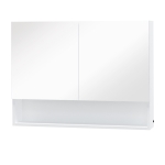 HOMCOM LED 10 W Spiegelschrank Badschrank mit zwei Türen und Ablage Hängeschrank Badezimmerspiegel Badmöbel Mehrzweckschrank für Badezimmer Soft-Close-Funktion MDF Weiß 80 x 15 x 60 cm