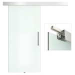 HOMCOM Porta Scorrevole Interna in Vetro Smerigliato con Binario B1 e Maniglia per Bagno Cucina Studio Vetro 205x 102.5x 0,8cm