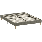 HOMCOM Cadre de lit 160 x 200 cm avec sommier à lattes en bois, lit double rembourré en velours côtelé, gris