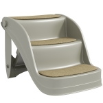 PawHut Escada para Cães de 3 Degraus Dobrável Escada para Animais de Estimação com Tapetes Antiderrapantes 49x38x38 cm Cinzento