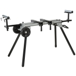DURHAND Untergestell für Kappsägen Arbeitstisch für Kapp- und Gehrungssägen Sägengestell Kappsäge Stahl Schwarz+Silber Seitenverlängerung 123,5-245 cm