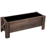 Outsunny Hochbeet mit Behandlung der Karbonisierung Pflanzkasten Pflanzfolie mit 2 Leckage-Löcher Tannenholz Verkohlt 100 x 36,5 x 36 cm