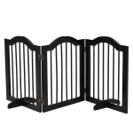 PawHut Absperrgitter Hund 3-teilig, 154,5 x 61 cm Faltbar Hundegitter mit Tür, Türschutzgitter mit 2 Stützfüßen, Freistehend Treppengitter für Küche, Flur, Schwarz