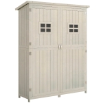 Outsunny Gartenschrank Holz Geräteschuppen Gerätehaus Geräteschrank Pultdach Garten Grau 127,5x50x164cm
