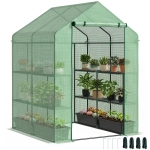 Outsunny Estufa de Jardim Estufa para Plantas com Prateleiras 143x138x190cm Estrutura de Aço Jardinagem Verde