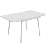 Outsunny Table de Jardin Rectangulaire pour 4-6 Personnes, Plateau en WPC et Cadre en Métal, Pieds Réglables, 140x80x75cm, Blanc
