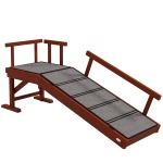 PawHut Hunderampe, abnehmbare Geländer, rutschfest, Holz, bis 30 kg, 125x40x56cm, Braun/Grau