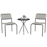 Outsunny Polyrattan Gartenmöbel Set, Outdoor Lounge Balkonmöbel für 2 Personen, 3-teilig 2 Stühle, Tisch Grau