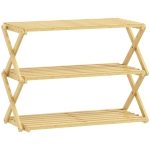 HOMCOM Sapateira Estreita de Bambu Dobrável de 3 Níveis para Entrada Corredor Quarto 60x29x45,5 cm Madeira