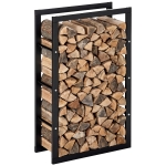 HOMCOM Range bûches Etagère porte bois de cheminée porte-bûches design contemporain charge max. 100 Kg dim. 60L x 25l x 100H cm métal noir