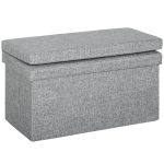 HOMCOM Bancă cu Spațiu de Depozitare Pliabilă cu Spătar și Capacitate de 77L, Tapițerie din Țesătură, 76x50x73 cm, Gri