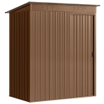 Outsunny Magazie de Grădină din Metal cu Grile de Ventilație și Ușă Glisantă, 159x106x181 cm, Maro