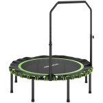 SPORTNOW Fitness-Trampolin mit verstellbarem Handlauf, Sport-Trampolin für drinnen und draußen, Stahl, Kunststoff, Grün