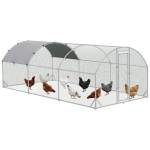 PawHut Galinheiro para Exterior Grande com Teto de Tecido Oxford e Fechadura para 12-18 Galinhas 5,7x2,8x1,97cm Prata