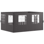 Outsunny Pavillon-Seitenwände, 4 Seitenwand-Paneele für Gartenpavillon, mit Reißverschluss, 3 x 4 m Pavillon, Dunkelgrau