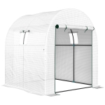 Outsunny Seră Tip Tunel pentru Grădină 1.8x1.8x2 m din Oțel și PE Anti-UV cu Uși Rulabile și Ferestre, Albă