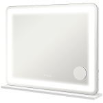 HOMCOM Oglindă pentru Machiaj cu LED-uri Reglabile, Mărire 10x, Priză USB și Comenzi Touch, 80x62x14cm