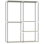 HOMCOM Armário de Roupa Aberto 142x43x185 cm Armário para Roupas com 4 Prateleiras de Tecido 3 Barras para Pendurar Creme