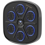SPORTNOW Aparat de Box Muzical Montat pe Perete cu 9 Viteze, Conexiune Bluetooth și Mănuși, 41.8x44.6x7.5 cm, Negru și Albastru