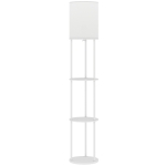 HOMCOM Candeeiro de Pé com Prateleiras 3 Temperaturas de Cor Controlo Remoto e Casquilho E27 Ø29x158 cm Branco