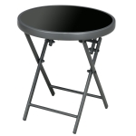 Outsunny Klappbarer Beistelltisch, Outdoor-Klapptisch, mit Tischplatte aus gehärtetem Glas, für Terrasse, 45 x 45 x 50 cm Schwarz