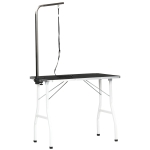 PawHut Trimmtisch für Hunde Hundepflegetisch klappbar, Haustierpflegetisch mit höhenverstellbarem Galgen, Schlingen, rutschfest Oberfläche, Schertisch bis 150 kg, 91,5 x 61,5 x 76 cm, Schwarz