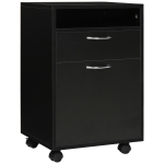 HOMCOM Rollcontainer, Aktenschrank, Bürocontainer mit Schublade, Büroschrank, Aufbewahrung Container, Spanplatte, Schwarz, 40 x 35 x 60 cm