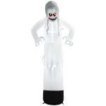 Outsunny Halloweendeko, Geisterhexe mit roten Augen, aufblasbar, LEDs, Outdoor-tauglich, 180 cm, Weiß