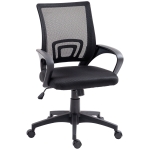 HOMCOM Cadeira de Escritório de Malha Giratória com Altura Ajustável Função Basculante e Apoio para os Braços 57x55x89-109 cm Preto