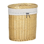 HOMCOM Wäschekorb aus Weide mit Deckel Wäschesammler mit Griff, herausnehmbarer Wäschesack, Laundry Baskets Wäschebox für Badezimmer Waschküche Schlafzimmer Natur