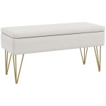 HOMCOM Banco para Pé de Cama Estofado em Tecido Sintético com Pernas de Aço e Assento Acolchoado 100x40x49 cm Creme