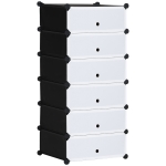 HOMCOM Modulares Regalsystem für 6 Paar Schuhe, 49 cm x 36,5 cm x 108 cm, Schwarz