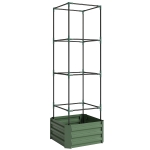 Outsunny Jardinière avec treillis ajustable, bac à fleurs avec cage à tomates acier galvanisé 61 x 61 x 187 cm vert