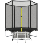 SPORTNOW Trampolim para Crianças Exterior Ø183 cm com Rede de Segurança Escada de 2 Degraus Cobertura de Molas Saco de Armazenamento Preto