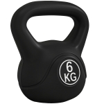HOMCOM Kettlebell 6kg din plastic și nisip cu bază plată și mâner, 20x13x22 cm, negru