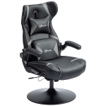 Vinsetto Gaming Stuhl mit Schaukelfunktion und Lautsprecher, Lenden- und Nackenstütze, für Spielzimmer, Kunstleder, Grau+Schwarz