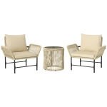 Outsunny Polyrattan Gartenmöbel Set, Outdoor Balkonmöbel für 2 Personen, 3-teilig mit 2 Stühle, Beistelltisch Sitzkissen