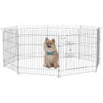 PawHut Vallas para Perros Plegables de 8 Piezas 63x60 cm con 1 Puerta y Marco de Acero para Jardín Patio Plata