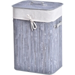 HOMCOM Wäschekorb schmal mit Deckel 72L Wäschesammler mit Griff, herausnehmbarer Wäschesack, Wäschebox für Waschküche Schlafzimmer Badezimmer, Grau