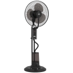 HOMCOM Ventilator cu nebulizare reglabil, 3 viteze și 3 moduri, oscilație la 75°, telecomandă, negru