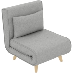 HOMCOM Poltrona 2 em 1 Sofá Cama Individual Dobrável com Encosto Ajustável e Almofada Carga 150 kg 72x78x79 cm Cinza