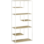 HOMCOM Estante de Armazenamento para Livros com Estrutura de Aço para Escritório Sala de Estar Estúdio 83x34x180cm Carvalho e Branco