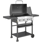 Outsunny Gasgrill, BBQ-Grill, 4 Hauptbrenner, 1 Seitenkocher, 1 Warmhalteplatte; 135 x 55 x 103 cm, Schwarz