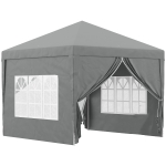 Outsunny Foișor de Exterior 3x3 m Pliabil cu 4 Panouri Laterale, din Oțel și Material Oxford, Gri Deschis