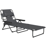 Outsunny Sonnenliege Gartenliegen Relaxliege, klappbar, wetterbeständig, 194 cm x 72 cm x 89 cm, Schwarz + Dunkelgrau