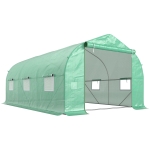 Outsunny Gewächshaus 4,5 x 3 x 2 m Foliengewächshaus mit Rollbar Reißverschlusstür 6 Netzfenster Stützstangen