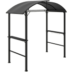 Outsunny Grillpavillon, 2 Seitenablagen, Haken, Stahlrahmen, 1,1 x 2,3m, Dunkelgrau