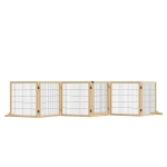 PawHut Barrera de Seguridad para Perros Plegable de Madera para Escaleras y Puertas con Soporte de Pie 432x36x70 cm Natural