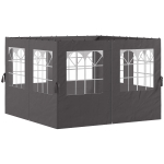 Outsunny Pavillon-Seitenwände, 4 Seitenwand-Paneele für Gartenpavillon, mit Reißverschluss, 3 x 3 m Pavillon, Dunkelgrau